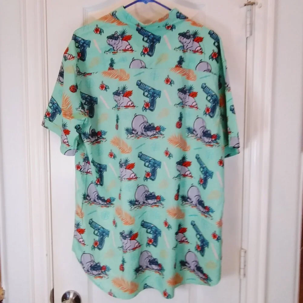 Nine Line x Sheepdog Response Hippo Hawaiian Shirt Green Size XL - Picture 3 of 10